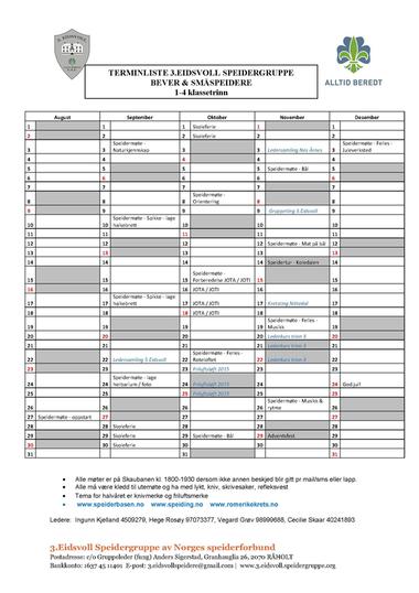 2015 Høst terminliste Bever og Småspeider_Page_1 2015 Høst terminliste Bever og Småspeider_Page_1