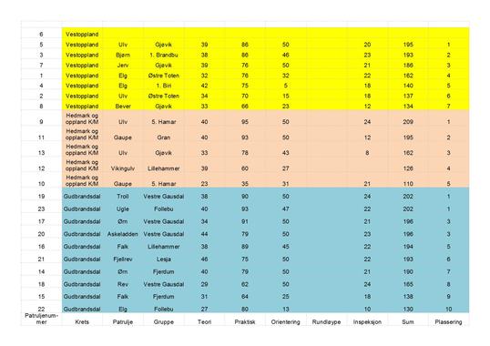 Resultat dag 1