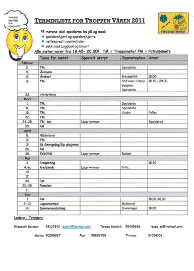 Terminliste våren 2012 Terminliste våren 2012